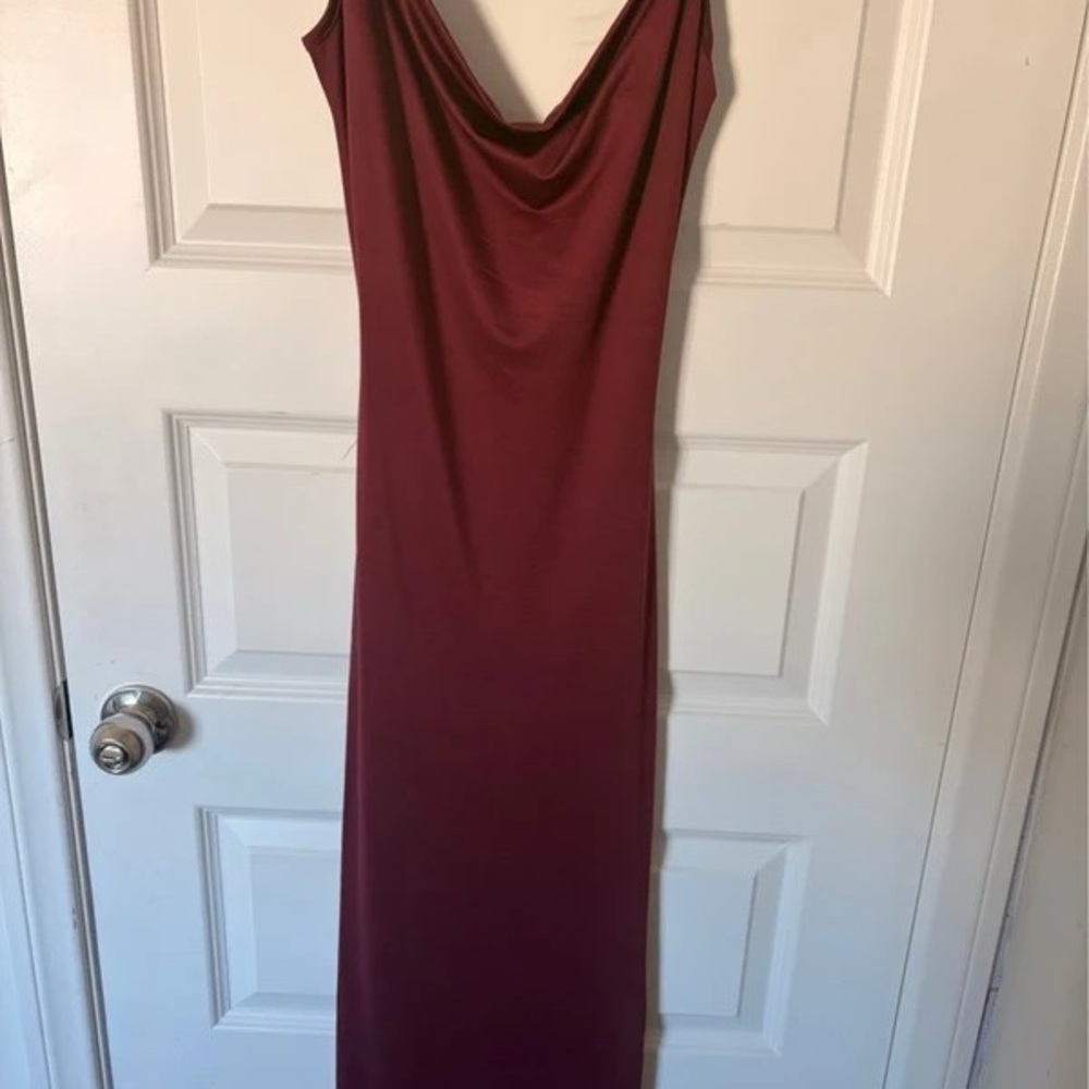 Sleeveless Cowl Neck Maxi Dress in Deep Wine